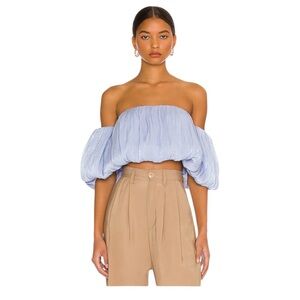 NWT Line and Dot Audrey Off Shoulder Blouse in Periwinkle Blue Size Small